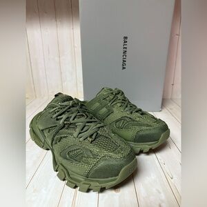 Balenciaga Mesh Rubber Track Sneaker Mules Kaki Green Sz 42 / 9